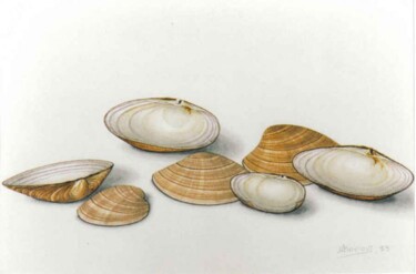 Peinture intitulée "with shells" par Thomai Kontou, Œuvre d'art originale, Autre