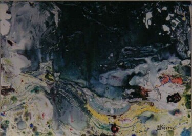 Painting titled "kyanoplasies" by Thomai Kontou, Original Artwork, Oil