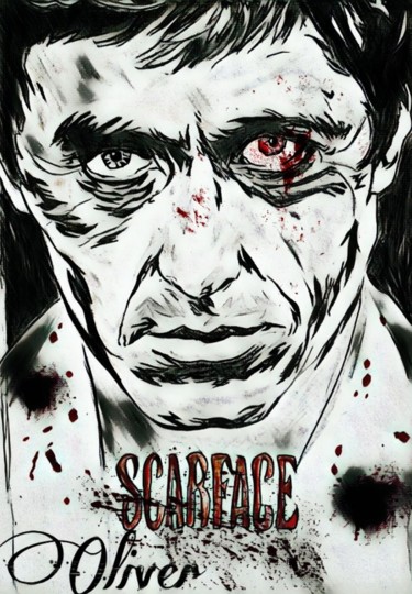 Drawing titled "Scarface" by Oliver Pilato, Original Artwork, Pencil