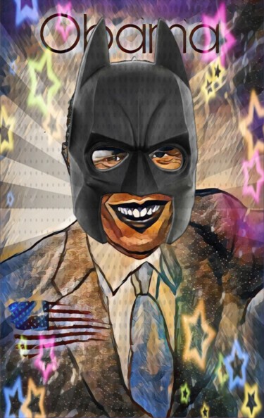 Dessin intitulée "Obama is Batman" par Oliver Pilato, Œuvre d'art originale, Crayon