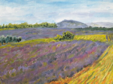 Peinture intitulée "champs de lavandin" par Thomas Balivet, Œuvre d'art originale, Huile