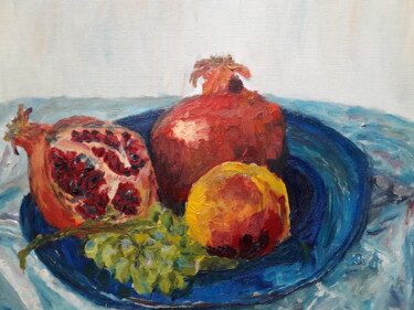Peinture intitulée "nature morte fruits…" par Thomas Balivet, Œuvre d'art originale, Huile