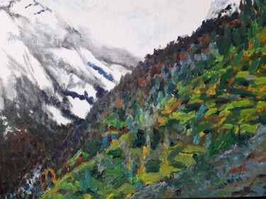 Painting titled "vallée de montagne…" by Thomas Balivet, Original Artwork, Oil