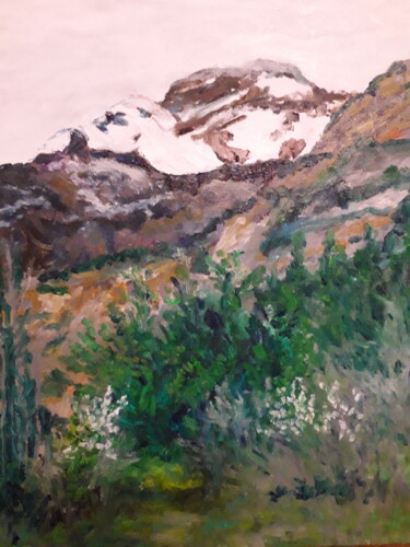 Painting titled "montagne fin d'hive…" by Thomas Balivet, Original Artwork, Oil