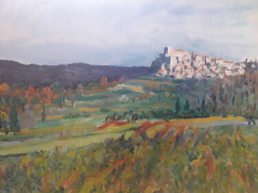 Peinture intitulée "village provençal" par Thomas Balivet, Œuvre d'art originale, Huile