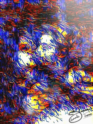 Digitale Kunst mit dem Titel "Kiss" von Thomas Blondeau-Dumoulin, Original-Kunstwerk, Digitale Malerei