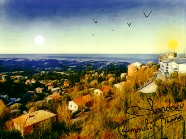 Painting titled "Migrato" by Thomas Blondeau-Dumoulin, Original Artwork, Digital Painting Mounted on Wood Stretcher frame