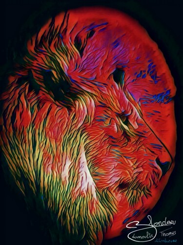 Arts numériques intitulée "Lionheure" par Thomas Blondeau-Dumoulin, Œuvre d'art originale, Travail numérique 2D Monté sur Ch…