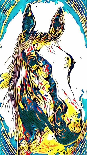 Digitale Kunst getiteld "Horse" door Thomas Blondeau-Dumoulin, Origineel Kunstwerk, 2D Digital Work