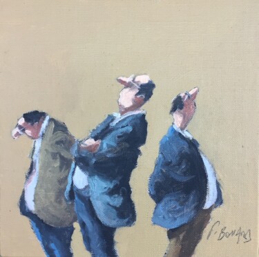 Painting titled "Sans titre 1" by Thomas Bossard, Original Artwork, Oil Mounted on Cardboard