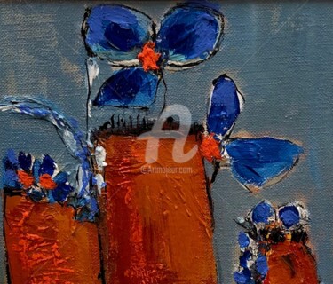 Peinture intitulée "bleu de Toi" par Catherine Thomas, Œuvre d'art originale, Huile