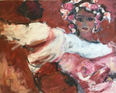 Peinture intitulée "La Danse Folle" par Catherine Thomas, Œuvre d'art originale, Huile Monté sur Châssis en bois