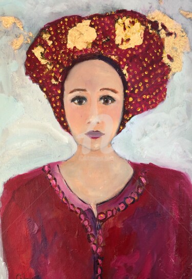 Painting titled "La Sagesse" by Catherine Thomas, Original Artwork, Oil Mounted on Wood Stretcher frame