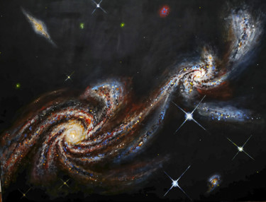 Galactical collision Peinture intitulée "Galactical collision" par Thomas Chauvaux, Œuvre d'art originale, Acrylique