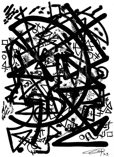 Disegno intitolato "Abstract Mess 2" da Thomas Cléda, Opera d'arte originale, Inchiostro