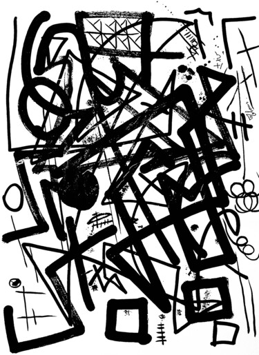 Zeichnungen mit dem Titel "Abstract Mess 1" von Thomas Cléda, Original-Kunstwerk, Tinte