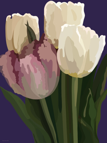 Malerei mit dem Titel "Bouquet de tulipes" von Thomas Clémans, Original-Kunstwerk, Digitale Malerei