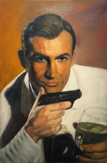 Peinture intitulée "James Bond-SConnery" par Thomas Duray, Œuvre d'art originale, Huile
