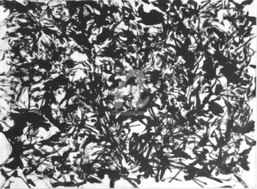 Peinture intitulée "Buisson de camélia" par Thomas Eeckman, Œuvre d'art originale, Encre