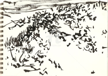 Peinture intitulée "dans les dunes" par Thomas Eeckman, Œuvre d'art originale, Encre