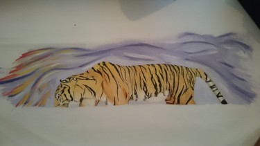 Peinture intitulée "aura tigre" par Thomas Faustini, Œuvre d'art originale, Huile