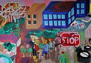 Malerei mit dem Titel "STOP" von Thomas Formule, Original-Kunstwerk, Acryl