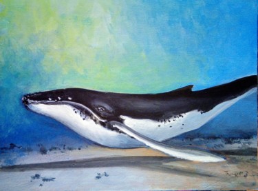 Peinture intitulée "Baleine heureuse" par Thomas H, Œuvre d'art originale, Acrylique
