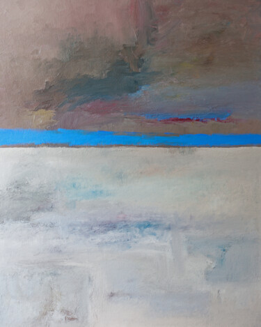 Painting titled "Blue Horizon" by Thomas Hjelm, Original Artwork, Oil Mounted on Wood Stretcher frame