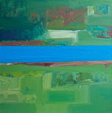 Schilderij getiteld "Coastal Plain" door Thomas Hjelm, Origineel Kunstwerk, Olie Gemonteerd op Frame voor houten brancard