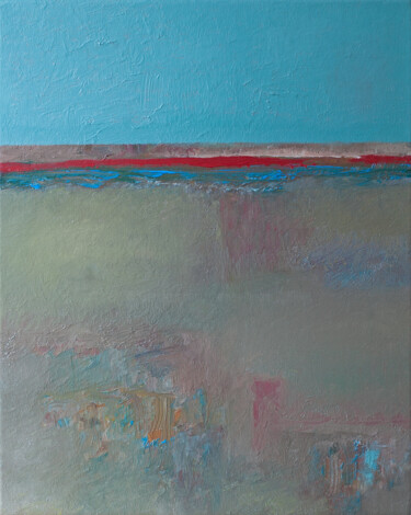 Painting titled "Desolate Shore" by Thomas Hjelm, Original Artwork, Oil Mounted on Wood Stretcher frame