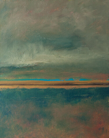 Painting titled "Blue Skies Ahead" by Thomas Hjelm, Original Artwork, Oil Mounted on Wood Stretcher frame
