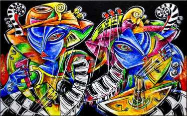 Картина под названием "Musical Duo" - Thomas Lange, Подлинное произведение искусства, Акрил