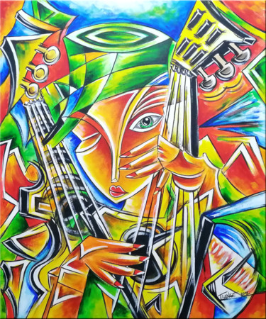 Pintura intitulada "Music of Motivation…" por Thomas Lange, Obras de arte originais, Acrílico Montado em Armação em madeira