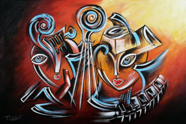 Painting titled "Music of Love #953" by Thomas Lange, Original Artwork, Oil Mounted on Wood Stretcher frame