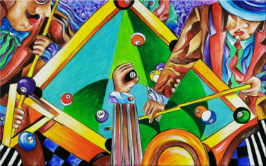 Картина под названием "The Final Game" - Thomas Lange, Подлинное произведение искусства, Масло Установлен на Деревянная рама…