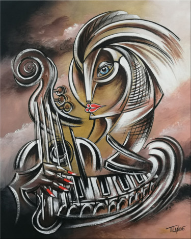 Painting titled "Music of Love #972" by Thomas Lange, Original Artwork, Oil Mounted on Wood Stretcher frame