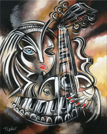 Painting titled "Music of Love #975" by Thomas Lange, Original Artwork, Oil Mounted on Wood Stretcher frame
