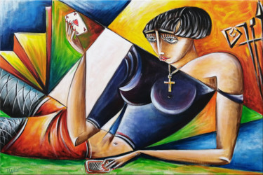 Woman Chillout #M43 Peinture intitulée "Woman Chillout #M43" par Thomas Lange, Œuvre d'art originale, Huile Monté sur Châssis