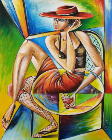 Peinture intitulée "Woman Chillout #M49" par Thomas Lange, Œuvre d'art originale, Huile Monté sur Châssis en bois