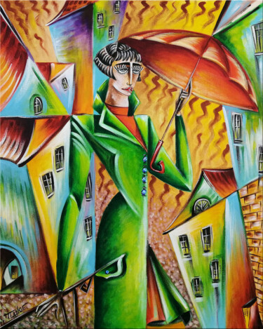 Pintura intitulada "Woman Chillout #M59" por Thomas Lange, Obras de arte originais, Óleo Montado em Armação em madeira