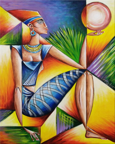 Pintura intitulada "Woman Chillout #M60" por Thomas Lange, Obras de arte originais, Óleo Montado em Armação em madeira