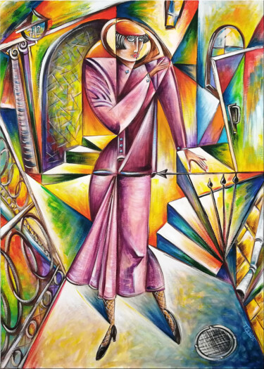 Woman Chillout #M74 Peinture intitulée "Woman Chillout #M74" par Thomas Lange, Œuvre d'art originale, Huile Monté sur Châssis