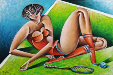 Malerei mit dem Titel "Roland Garros #M110" von Thomas Lange, Original-Kunstwerk, Öl Auf Keilrahmen aus Holz montiert