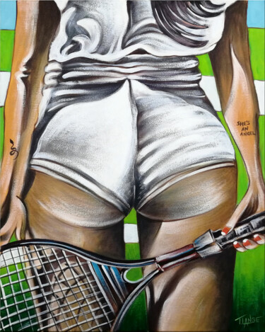 Painting titled "Wimbledon #M116" by Thomas Lange, Original Artwork, Oil Mounted on Wood Stretcher frame