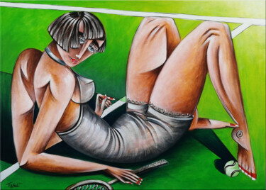 Painting titled "French Open - Rolan…" by Thomas Lange, Original Artwork, Oil Mounted on Wood Stretcher frame