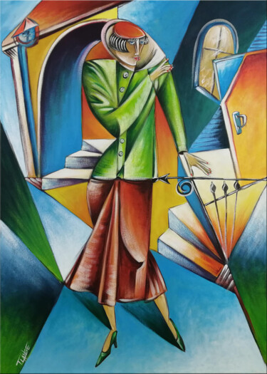 Peinture intitulée "Woman Chillout #M144" par Thomas Lange, Œuvre d'art originale, Huile Monté sur Châssis en bois