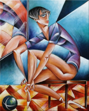 Painting titled "Woman Chillout #M147" by Thomas Lange, Original Artwork, Oil