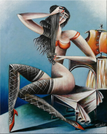 Painting titled "Woman Chillout #M191" by Thomas Lange, Original Artwork, Oil