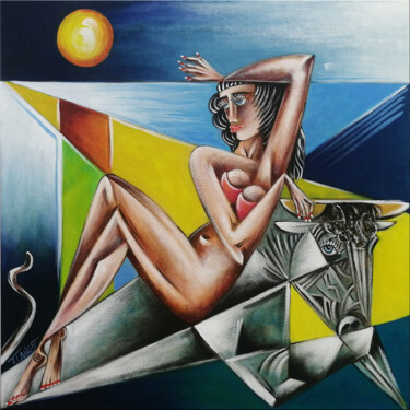 Painting titled "Woman Chillout #M208" by Thomas Lange, Original Artwork, Oil
