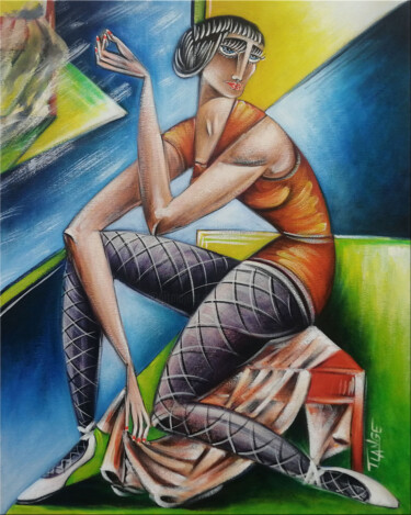 Painting titled "Woman Chillout #M213" by Thomas Lange, Original Artwork, Oil